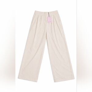 Nwt- Avec Les Filles Cream Pleated Trousers Size 10